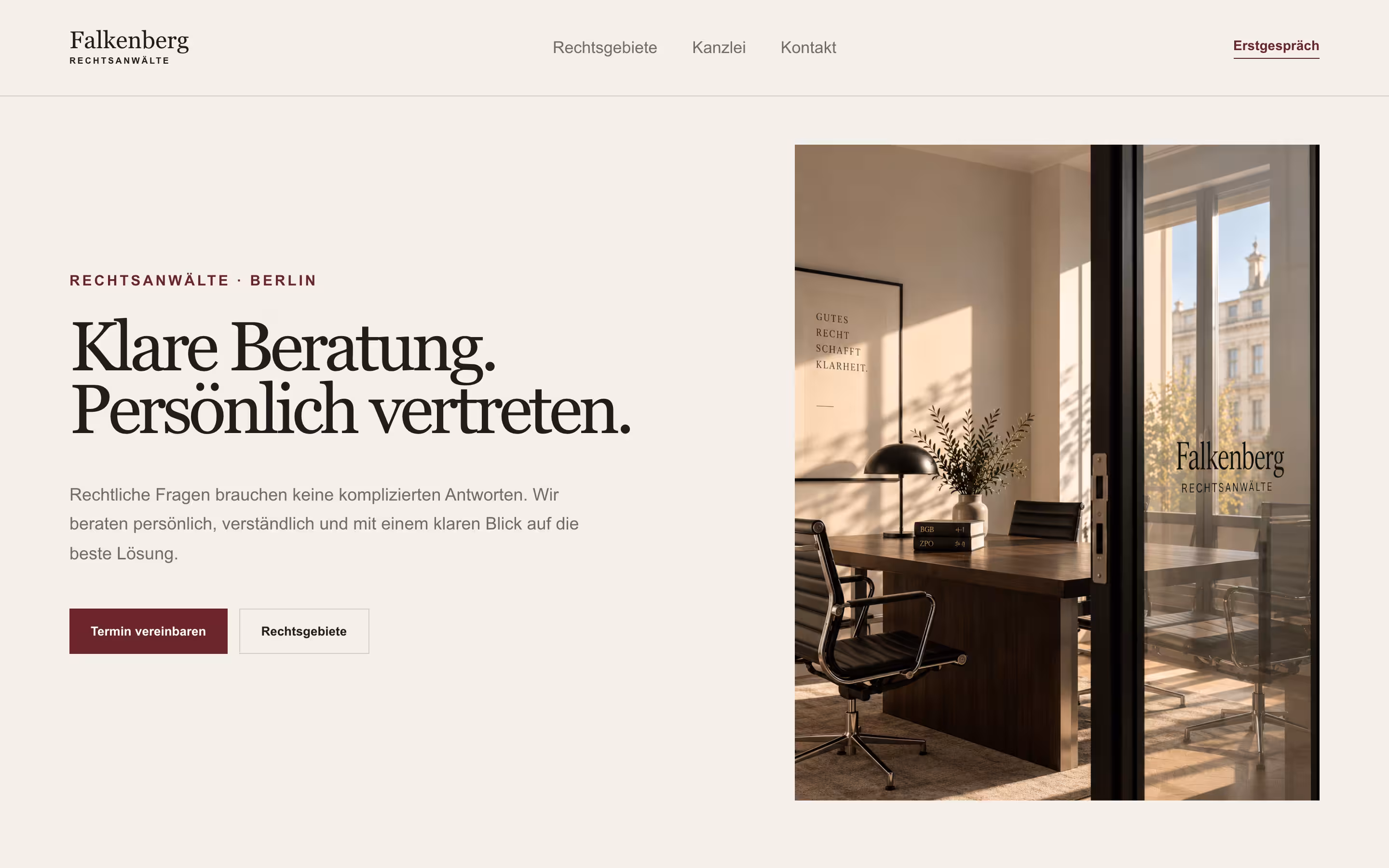 Desktop-Ansicht des Kanzlei-Falkenberg-Konzepts